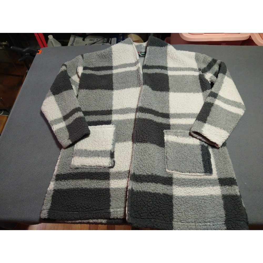 Stillwater Supply Co.‎ Sherpa Style Jacket Ladies Large Gray Plaid Work Evening